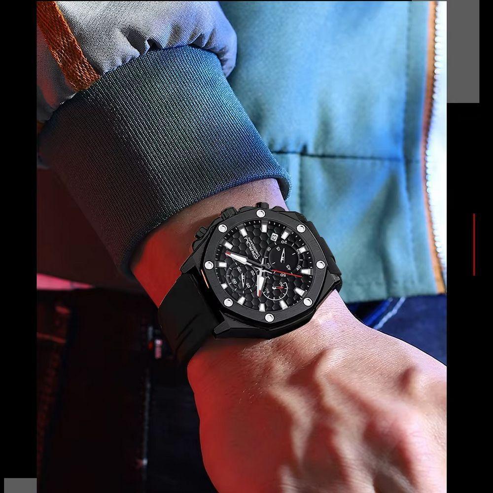 Relógio Masculino Esportivo Multifuncional Com Cronógrafo De Quartzo Impermeavel Preto - 3