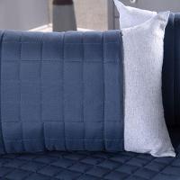 Cobre Leito Branco + Kit Peseira Matelado Copacabana Percal 300 Fios Queen 08 Peças 100% Poliéster - Branco-azul - 7