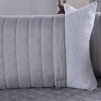 Cobre Leito Branco + Kit Peseira Matelado Copacabana Percal 300 Fios King 08 Peças 100% Poliéster - Branco-cinza - 2