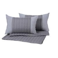 Cobre Leito Branco + Kit Peseira Matelado Copacabana Percal 300 Fios King 08 Peças 100% Poliéster - Branco-cinza - 7