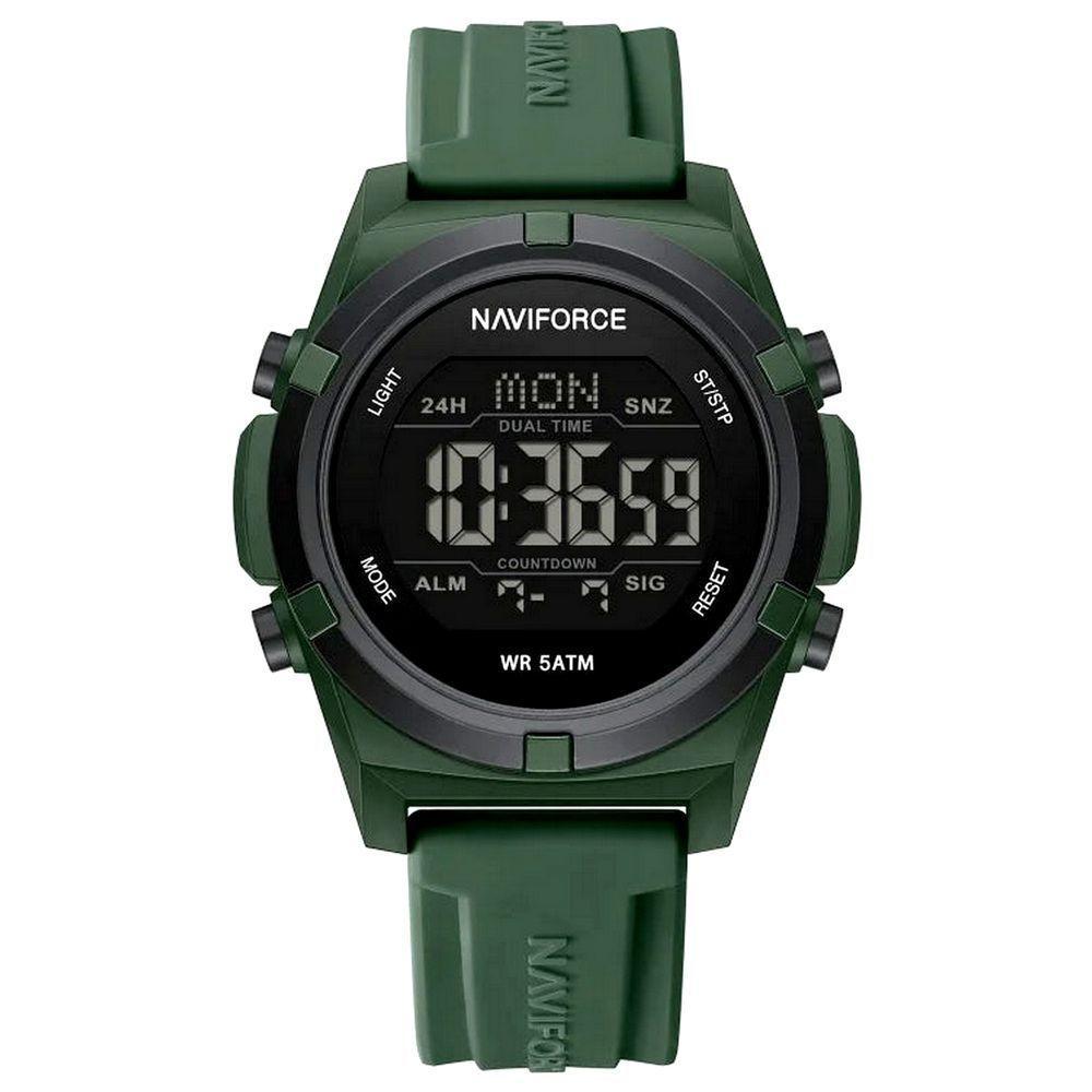 Relógio Masculino Quartzo Esportivo 50m A Prova D´agua Lcd Dupla Exibição Verde - 1