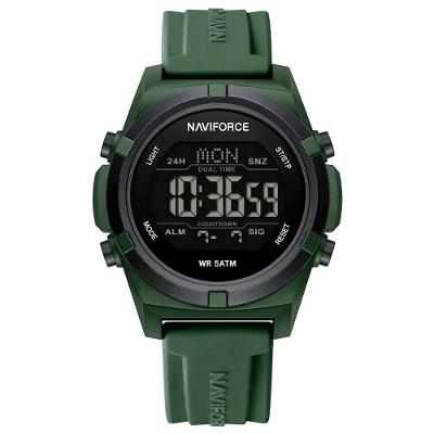 Relógio Masculino Quartzo Esportivo 50m A Prova D´agua Lcd Dupla Exibição Verde