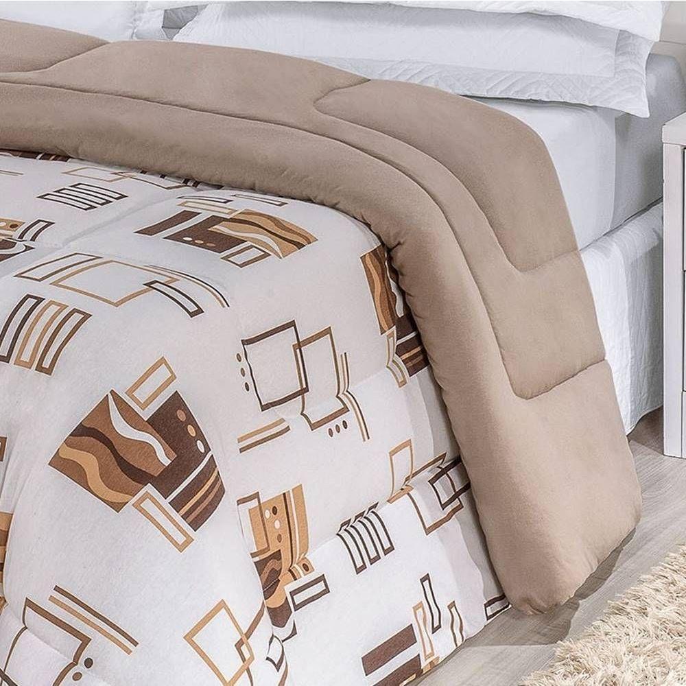 Edredom 2,40 X 2,20m + Jogo De Cama Malha Quality Queen 04 Peças 100% Algodão - Avelã - 4