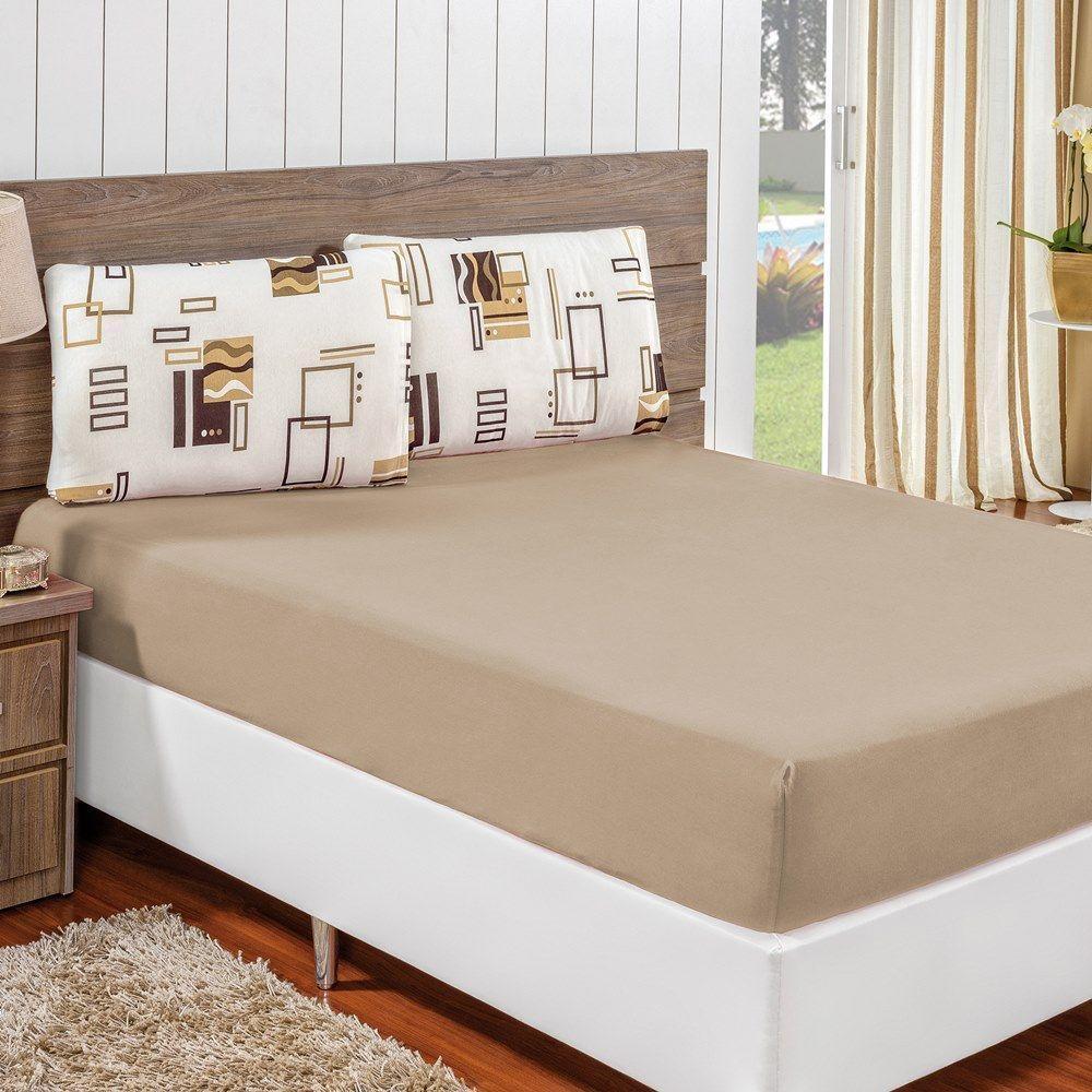 Edredom 2,40 X 2,20m + Jogo De Cama Malha Quality Queen 04 Peças 100% Algodão - Avelã - 6