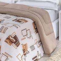 Edredom 2,40 X 2,20m + Jogo De Cama Malha Quality Queen 04 Peças 100% Algodão - Avelã