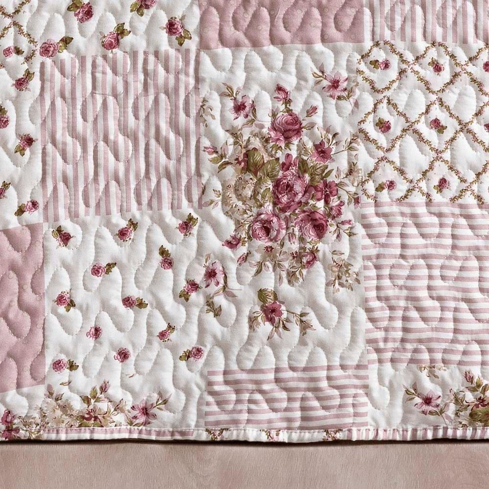 Colcha + Jogo De Cama Bouti Estampado Queen 07 Peças 100% Poliéster - Rosa Matura - 7