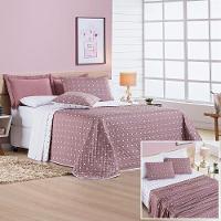 Cobre Leito + Jogo De Cama Queen + Jogo De Banho Petit Poá 12 Peças 100% Poliéster - Rose - 2