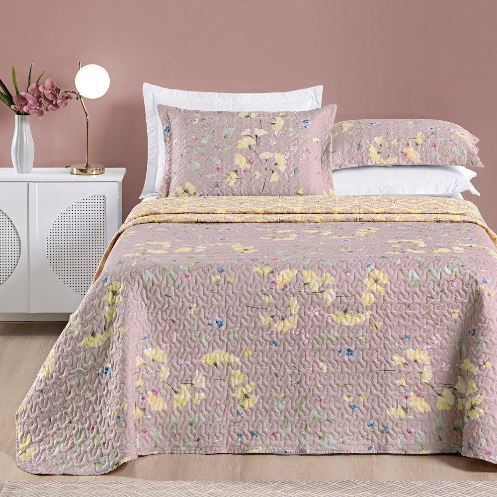 Colcha + Jogo De Cama Bouti Estampado Casal 07 Peças 100% Poliéster - Lavanda - 3