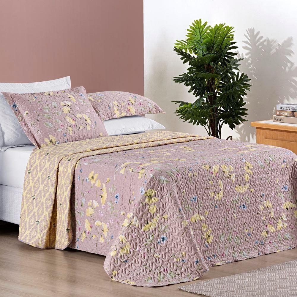 Colcha + Jogo De Cama Bouti Estampado Casal 07 Peças 100% Poliéster - Lavanda - 5