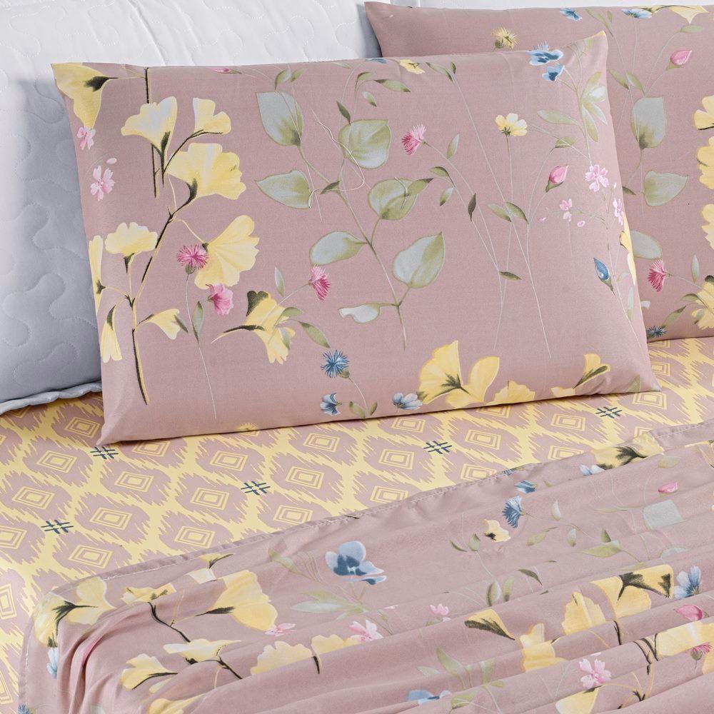 Colcha + Jogo De Cama Bouti Estampado King 07 Peças 100% Poliéster - Lavanda - 9