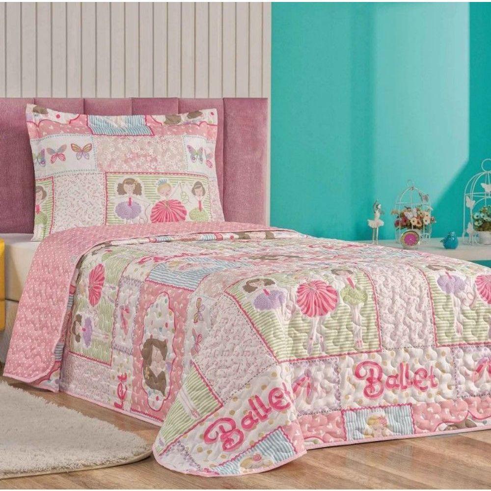 Kit Colcha + Jogo De Cama Bouti Kids Solteiro Infantil 5 Peças 100% Poliéster - Ballet - 2