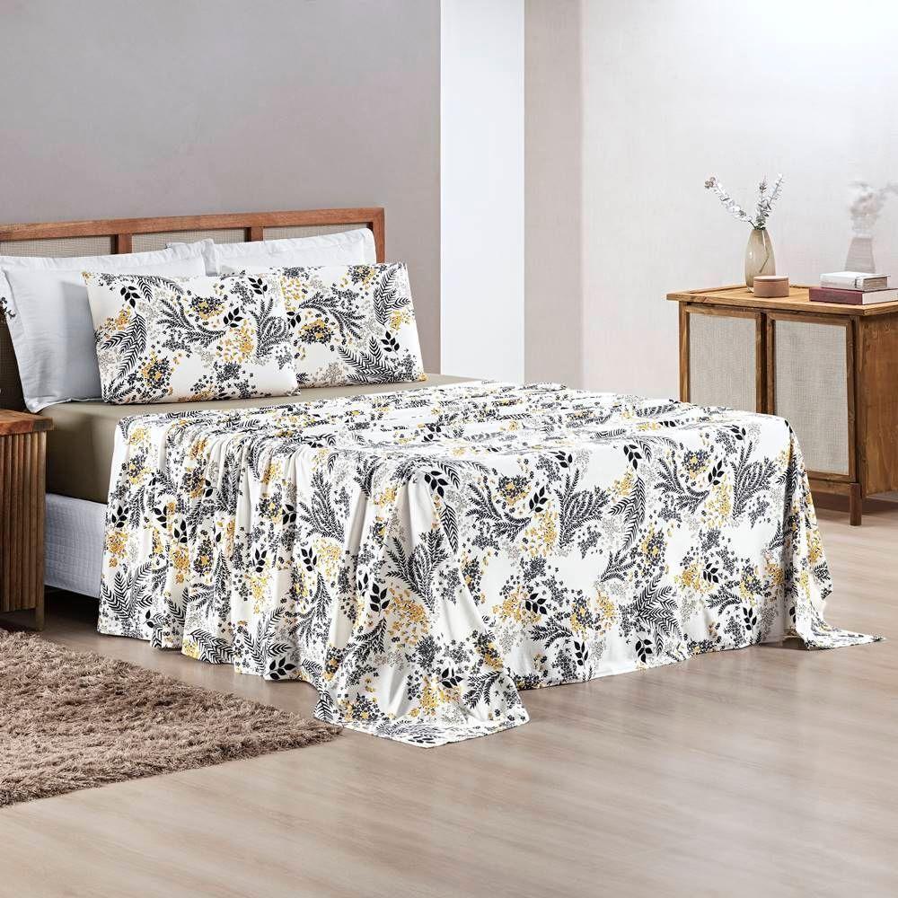 Edredom 2,60m X 2,40m + Jogo De Cama Malha Quality King 05 Peças 100% Algodão - Blossom - 6