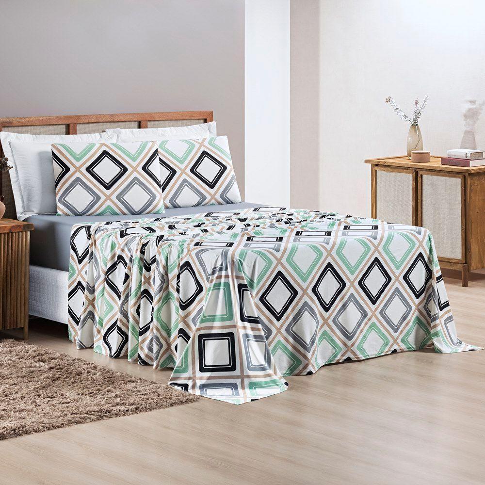 Edredom 2,60m X 2,40m + Jogo De Cama Malha Quality King 05 Peças 100% Algodão - Harmony - 6