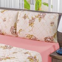 Edredom 2,60m X 2,40m + Jogo De Cama Malha Quality King 04 Peças 100% Algodão - Rosê - 5