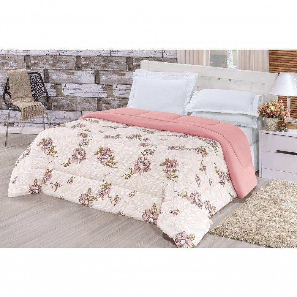 Edredom 2,40 X 2,20m + Jogo De Cama Malha Quality Queen 04 Peças 100% Algodão - Rosê - 2