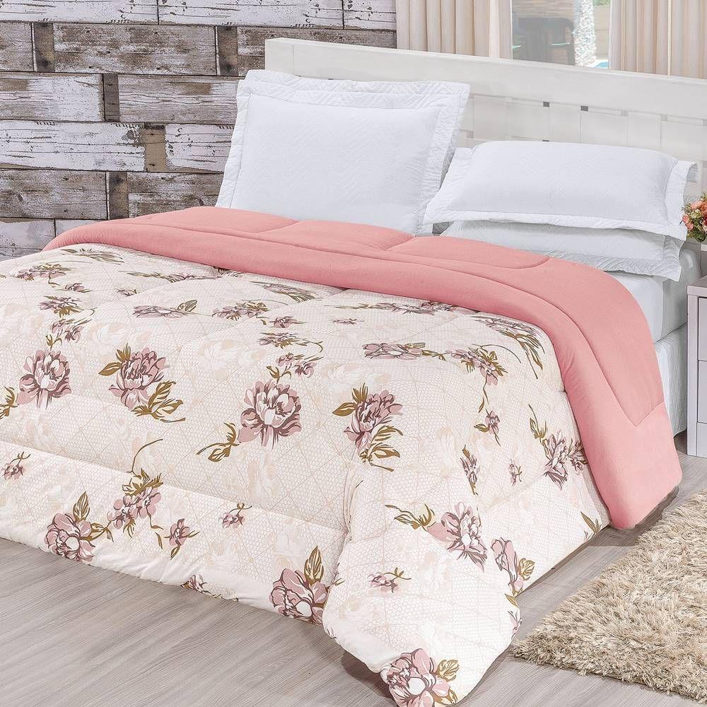 Edredom 2,40 X 2,20m + Jogo De Cama Malha Quality Queen 04 Peças 100% Algodão - Rosê - 5