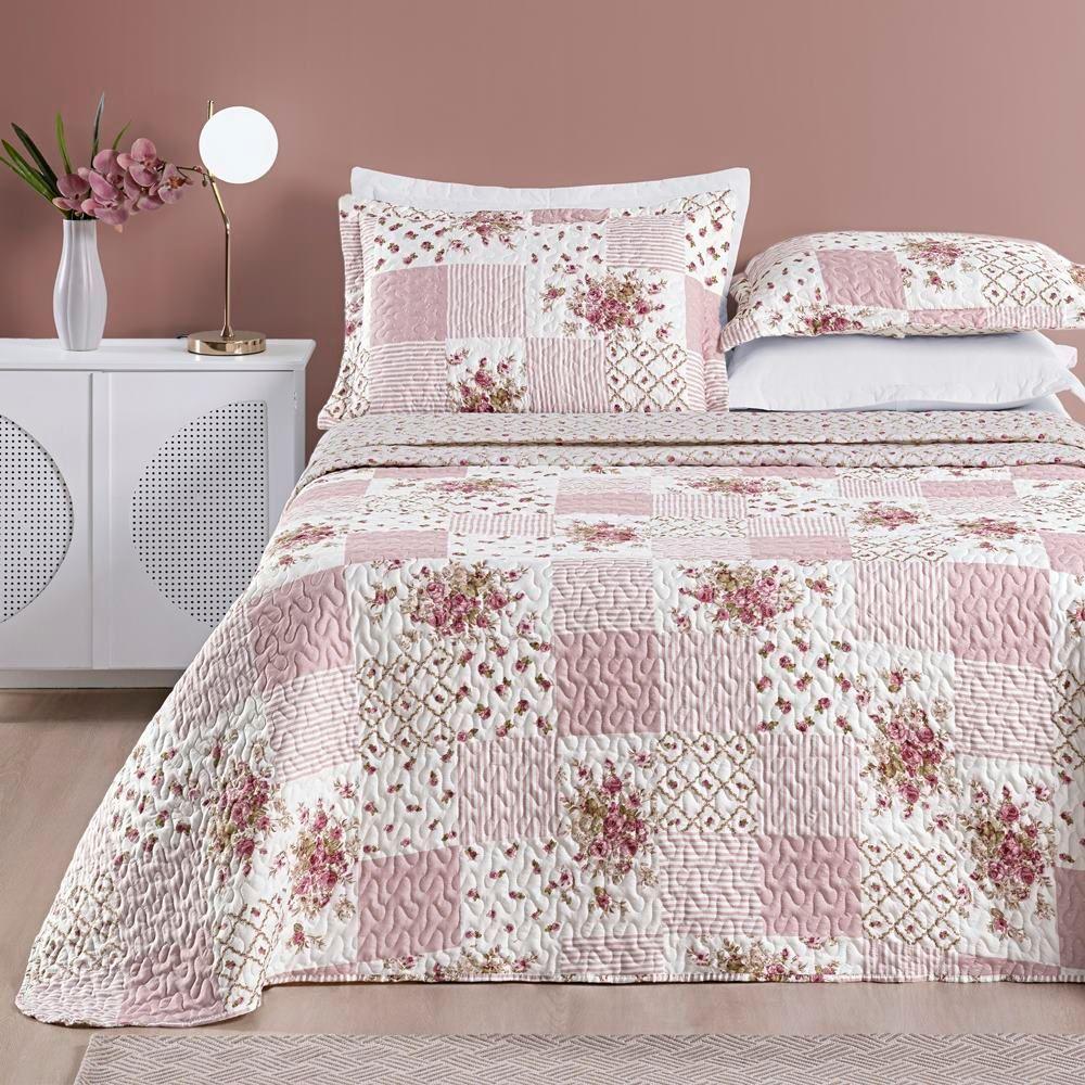 Colcha + Jogo De Cama Bouti Estampado Queen 06 Peças 100% Poliéster - Rosa Matura - 3
