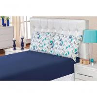 Edredom 2,60m X 2,40m + Jogo De Cama Malha Quality King 04 Peças 100% Algodão - Geométrico Azul - 5