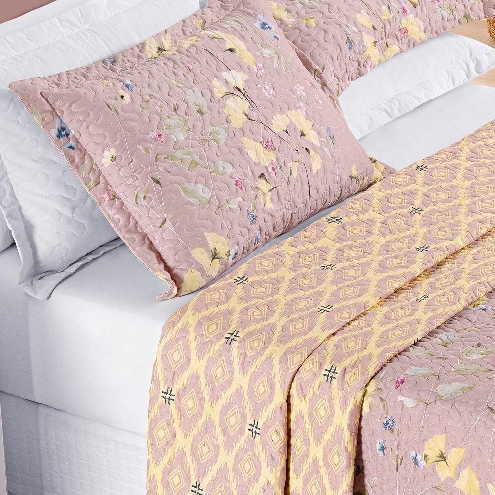 Colcha + Jogo De Cama Bouti Estampado Casal 07 Peças 100% Poliéster - Lavanda - 5