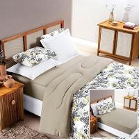 Edredom 2,60m X 2,40m + Jogo De Cama Malha Quality King 04 Peças 100% Algodão - Blossom - 1
