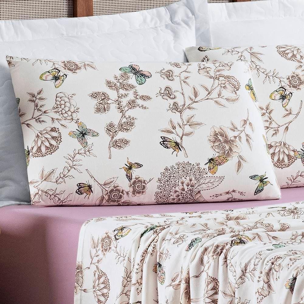 Edredom 2,40 X 2,20m + Jogo De Cama Malha Quality Queen 05 Peças 100% Algodão - Butterfly - 6