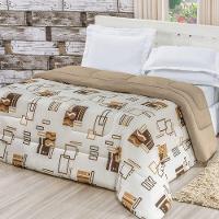 Edredom 2,60m X 2,40m + Jogo De Cama Malha Quality King 04 Peças 100% Algodão - Avelã