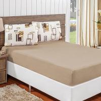 Edredom 2,60m X 2,40m + Jogo De Cama Malha Quality King 04 Peças 100% Algodão - Avelã - 7