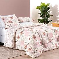 Edredom 2,40m X 2,20m + Jogo De Cama Dupla Face Estampado Bouti Casal 07 Peças 100% Poliéster - Rosa Matura - 6