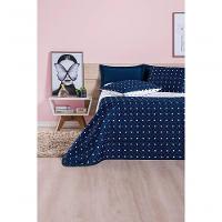 Cobre Leito + Jogo De Cama Queen + Jogo De Banho Petit Poá 12 Peças 100% Poliéster - Marinho - 5