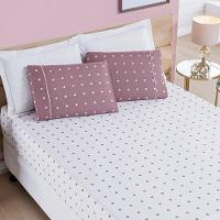 Cobre Leito + Jogo De Cama 200 Fios Petit Poá Queen 06 Peças 100% Poliéster - Rose - 9