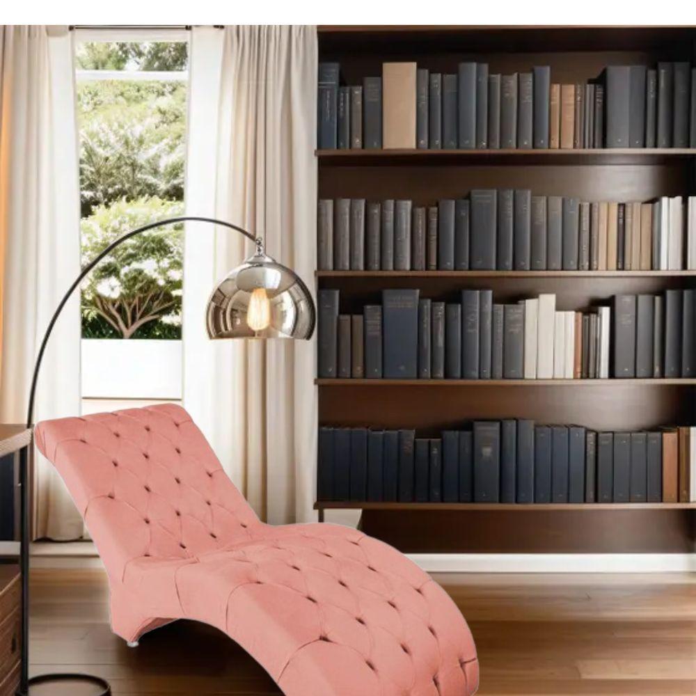 Recamier Divã Espreguiçadeira Para E Sala Cliníca Estética Antonella Suede Cor:coral - 2