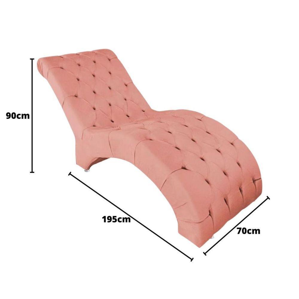 Recamier Divã Espreguiçadeira Para Sala E Cliníca Estética Antonella Veludo Cor:coral - 2