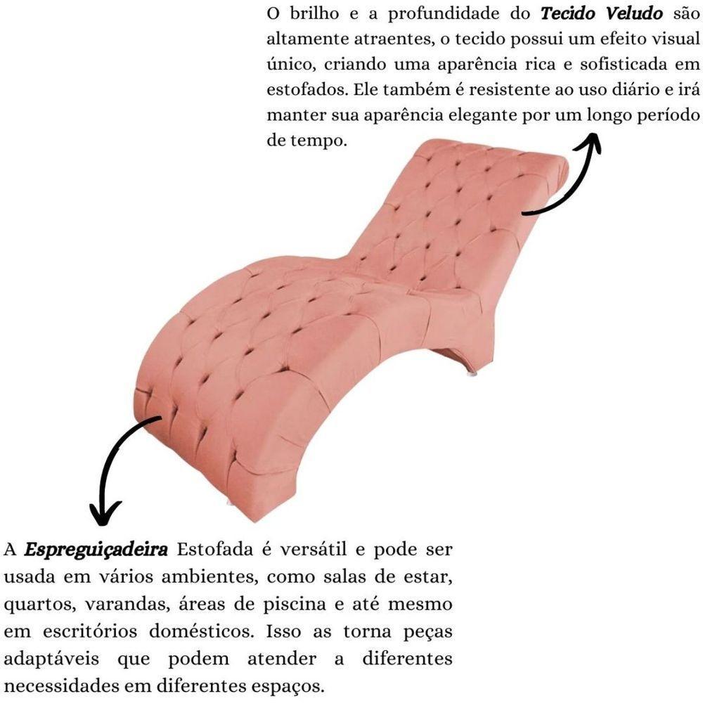 Recamier Divã Espreguiçadeira Para Sala E Cliníca Estética Antonella Veludo Cor:coral - 3