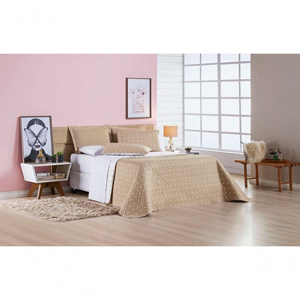 Cobre Leito + Jogo De Cama King + Jogo De Banho Petit Poá 12 Peças 100% Poliéster - Caqui - 3