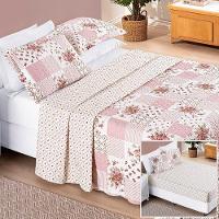Colcha + Jogo De Cama Bouti Estampado King 06 Peças 100% Poliéster - Rosa Matura - 1