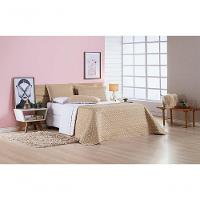 Cobre Leito + Jogo De Cama 200 Fios Petit Poá Solteiro 05 Peças 100% Poliéster - Caqui - 2