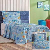 Kit Colcha + Jogo De Cama Bouti Kids Solteiro Infantil 5 Peças 100% Poliéster - Astronauta - 1