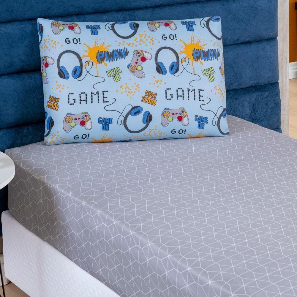 Enxoval Kit Colcha + Jogo De Cama Lençol Bouti Solteiro Infantil Kids 4 Peças 100% Poliéster - Game - 6