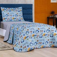 Kit Colcha + Jogo De Cama Bouti Kids Solteiro Infantil 5 Peças 100% Poliéster - Game