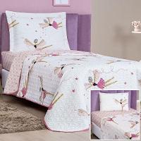 Kit Colcha + Jogo De Cama Bouti Kids Solteiro Infantil 5 Peças 100% Poliéster - Bailarina - 1