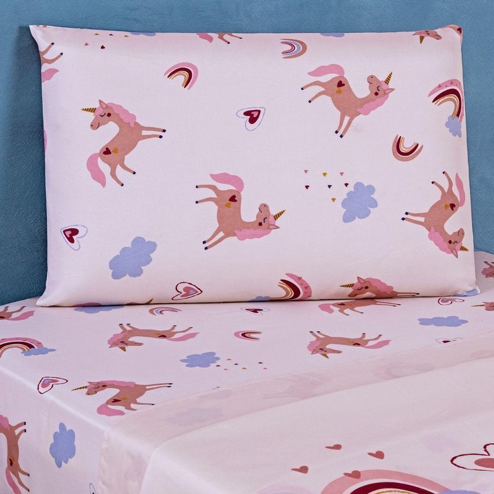 Kit Colcha + Jogo De Cama Bouti Kids Solteiro Infantil 5 Peças 100% Poliéster - Unicórnio - 4