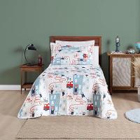 Kit Colcha + Jogo De Cama Bouti Kids Solteiro Infantil 5 Peças 100% Poliéster - Bombeiro - 5