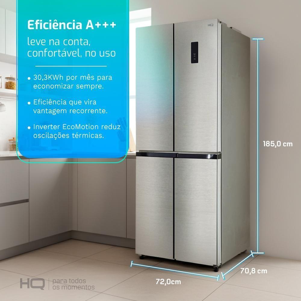Geladeira Refrigerador HQ Frost Free Inverter Multidoor 426 Litros Inox HQ-426MDFF 220v - 3