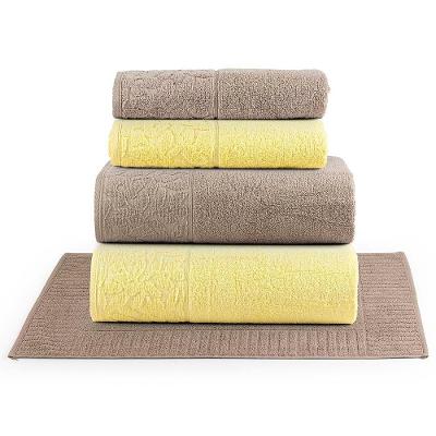 Jogo De Banho Toalhas Dunae 100% Algodão Fio Penteado Macio 05 Peças Floral - Amarelo Amendoa