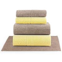 Jogo De Banho Toalhas Dunae 100% Algodão Fio Penteado Macio 05 Peças Floral - Amarelo Amendoa - 1