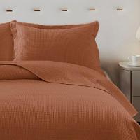 Kit Cobre Leito Colcha Afeto Casal 3 Peças Percal 300 Fios Peletizado - Castanho - 100% Poliéster - 2