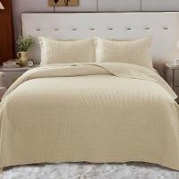Kit Cobre Leito Colcha Afeto Casal 3 Peças Percal 300 Fios Peletizado - Bege - 100% Poliéster - 1