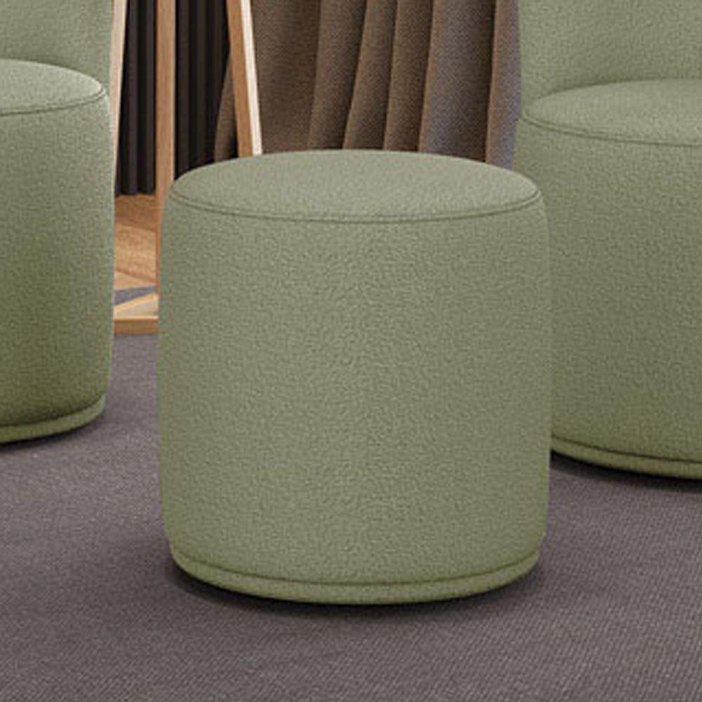 Puff Redondo Orgânico Para Sala Malu Bouclê M11 - D'rossi Cor Pistache - 1