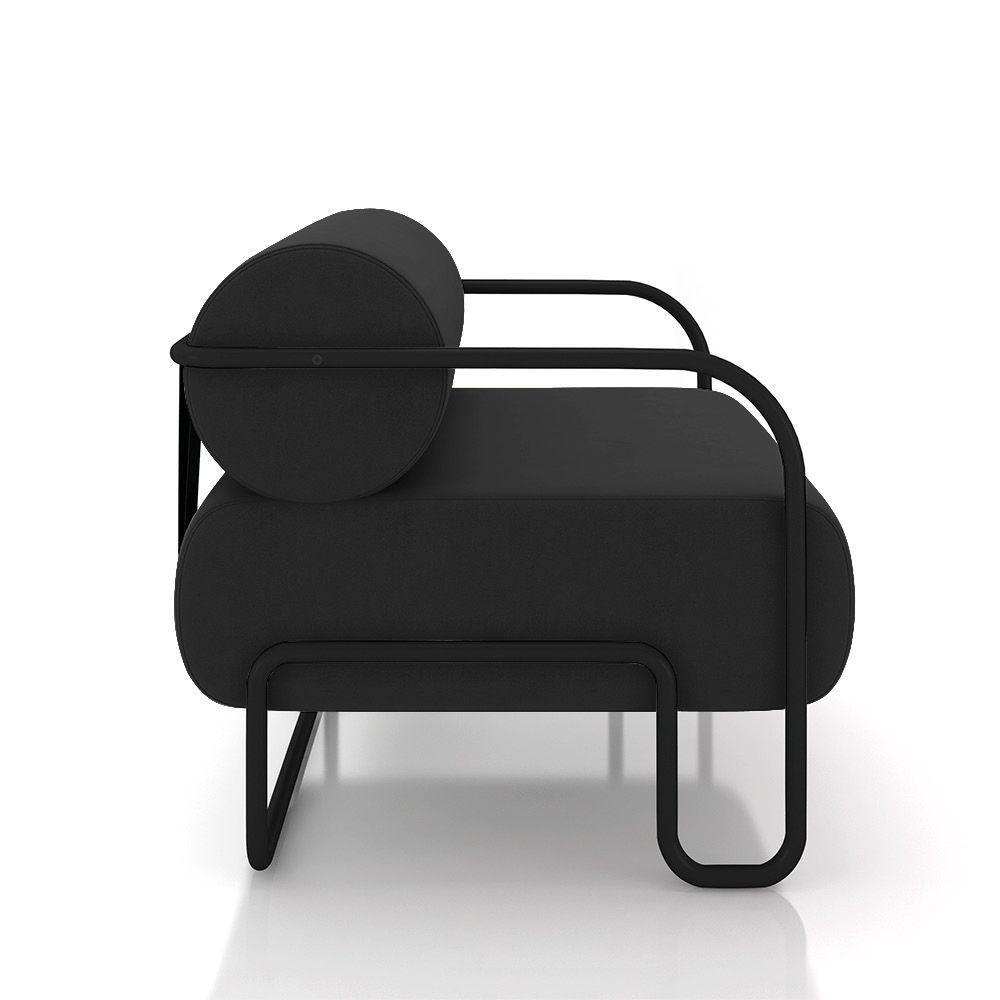 Poltrona Sala De Estar Industrial Preto Ameli Veludo K01 - D'rossi Cor Preto - 4