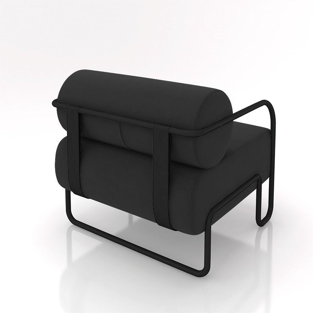 Poltrona Sala De Estar Industrial Preto Ameli Veludo K01 - D'rossi Cor Preto - 5